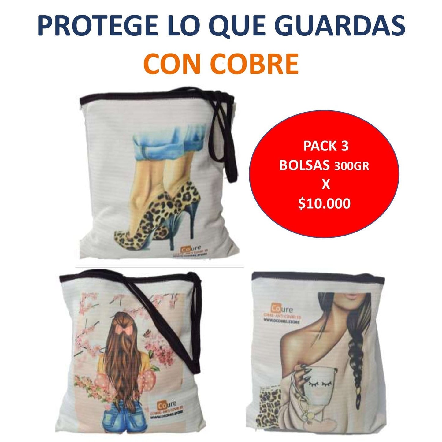 PACK 3 BOLSAS REUTILIZABLES TACOS (300 grs. cada una)