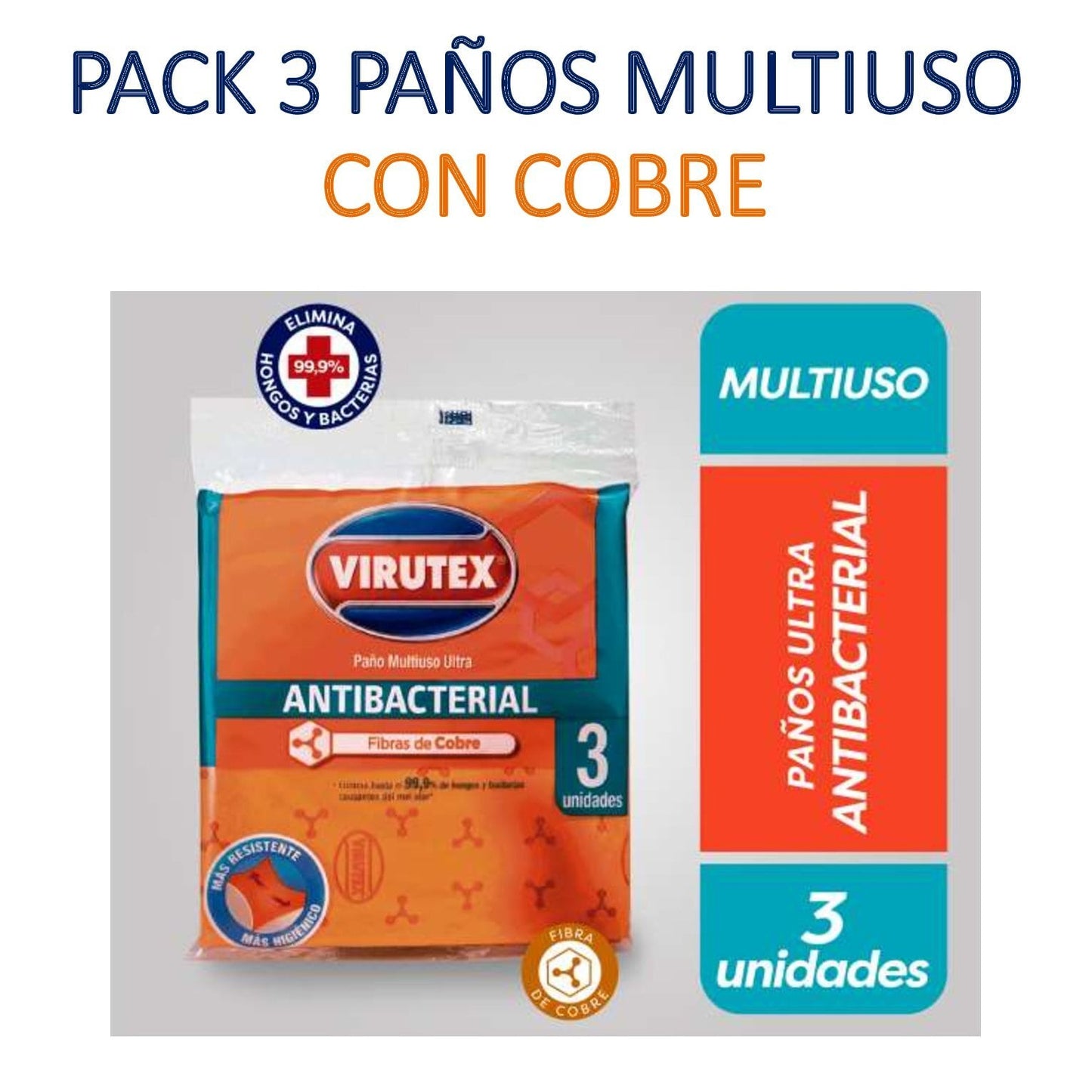 3 Unidades Paños Ultra Antibacterial