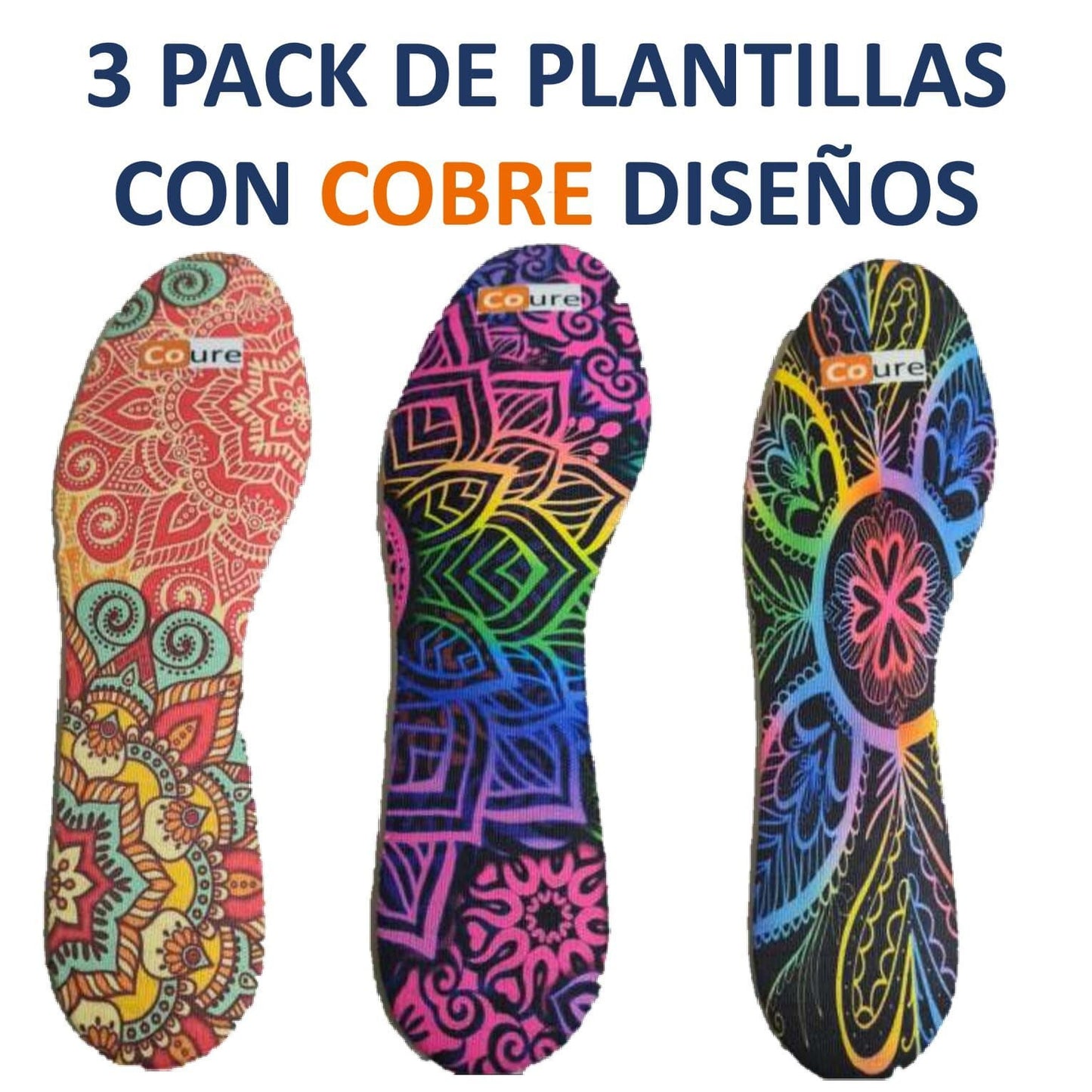 Pack 3 Pares de plantillas con cobre modelo MANDALA