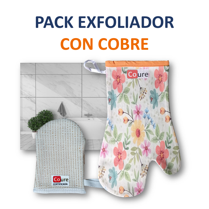 Guante + Exfoliador Facial con COBRE activo. PACK DISEÑOS - DCobre