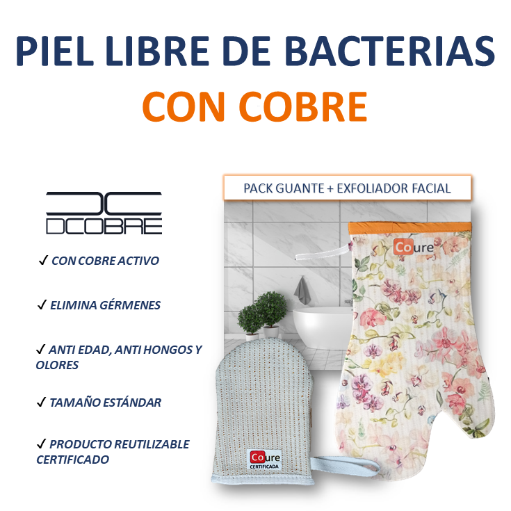 Guante + Exfoliador Facial con COBRE activo. PACK DISEÑOS - DCobre