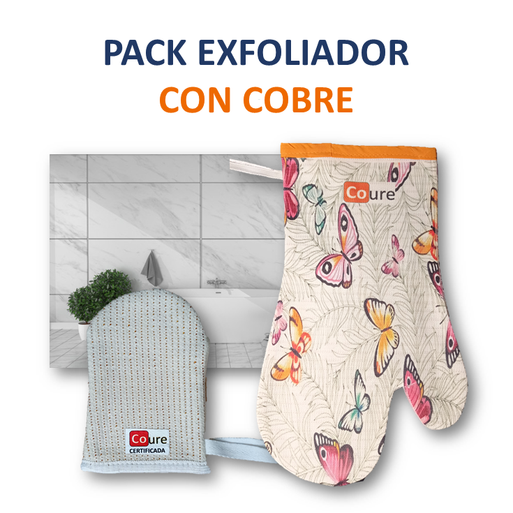 Guante + Exfoliador Facial con COBRE activo. PACK DISEÑOS - DCobre
