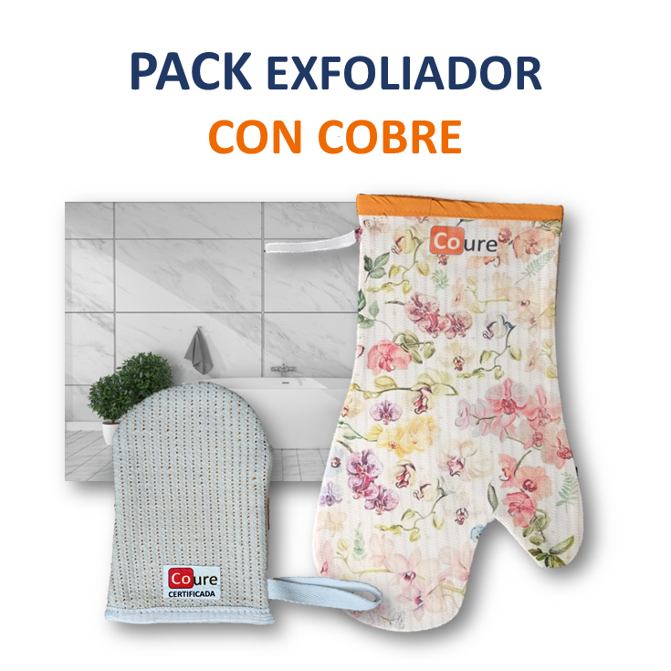 Guante + Exfoliador Facial con COBRE activo. PACK DISEÑOS - DCobre