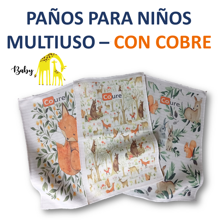 Pack 3 Paños con COBRE activo - Diseños para niños- - DCobre