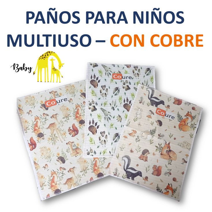 Pack 3 Paños con COBRE activo - Diseños para niños- - DCobre