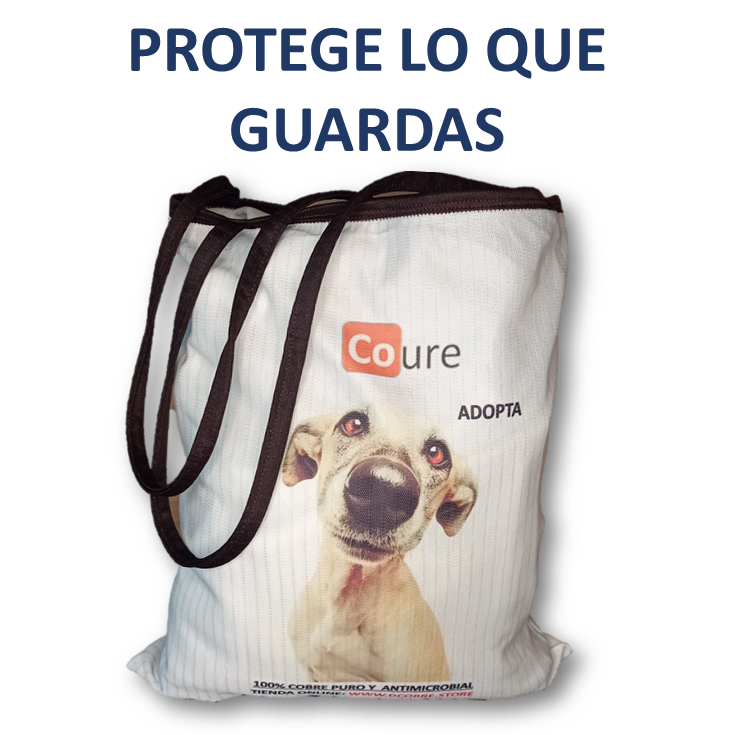 Bolsa Reutilizable con COBRE activo. Diseño PERRITO (tela 250gr) - DCobre