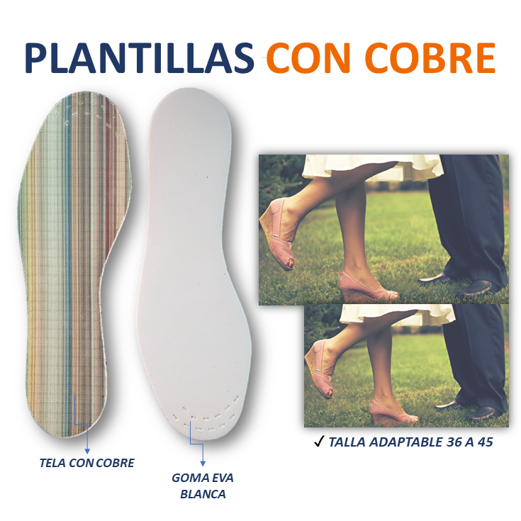 Plantillas para Calzado con COBRE. Diseño LINEAS