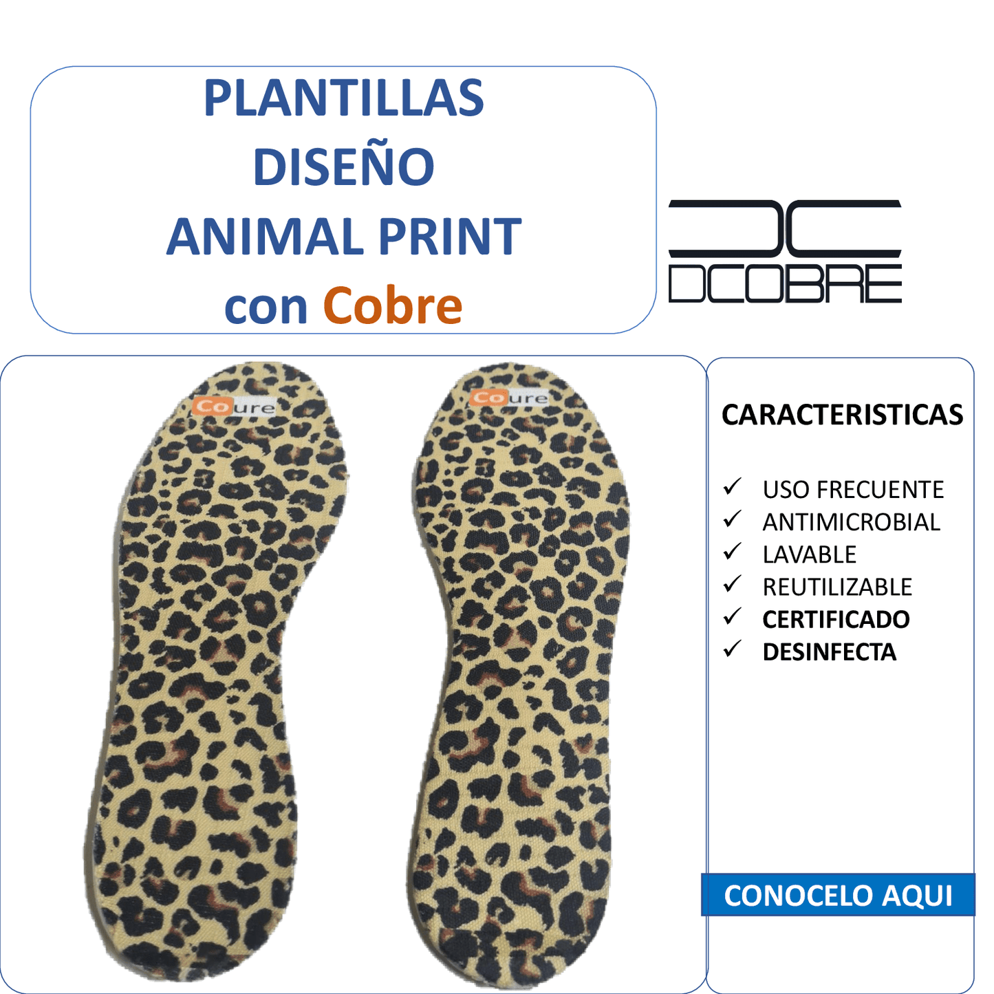 Plantillas para Calzado con COBRE. Diseño ANIMAL PRINT BEIGE