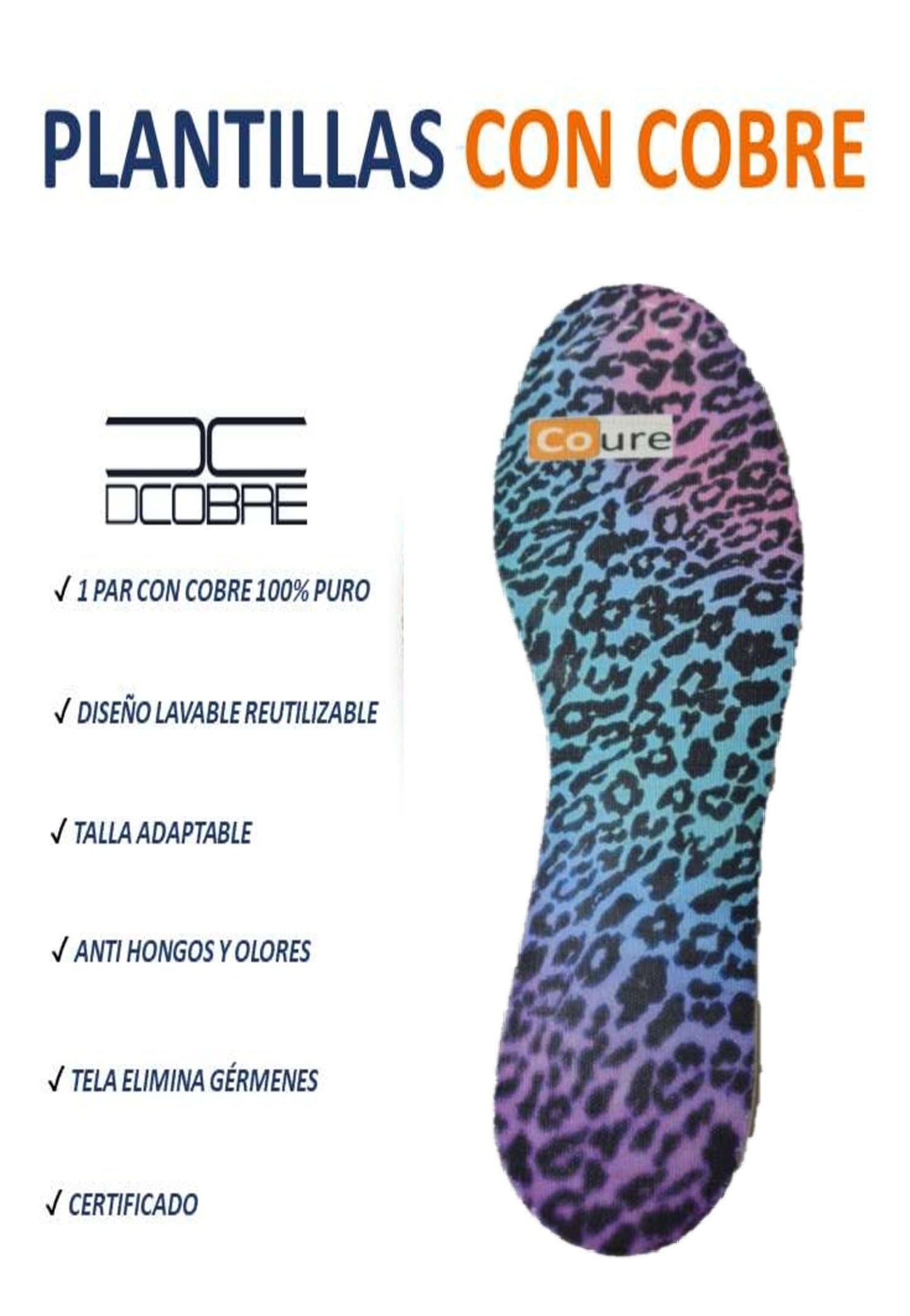 Plantillas para Calzado con COBRE. Diseño ANIMAL PRINT