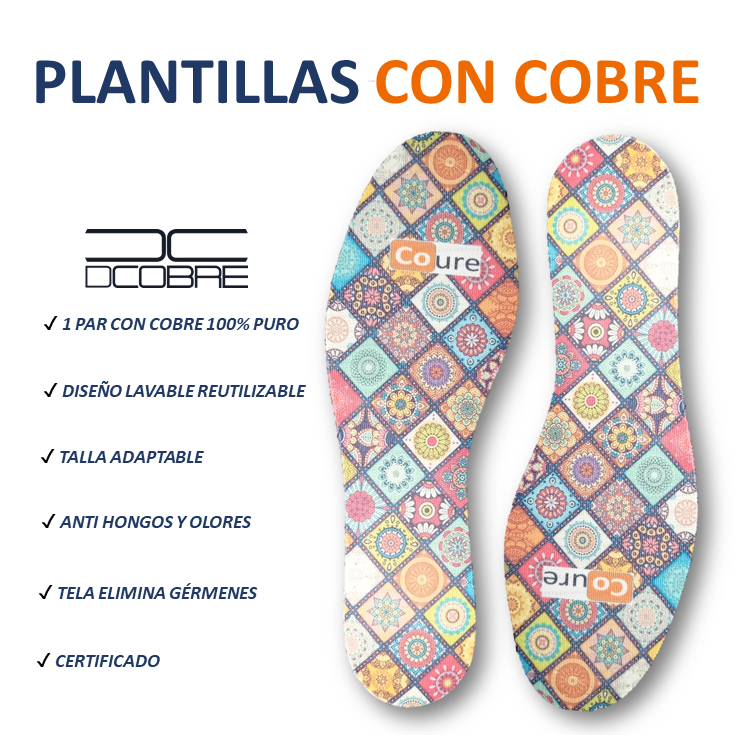 Plantillas para Calzado con COBRE. Diseño MANDALAS