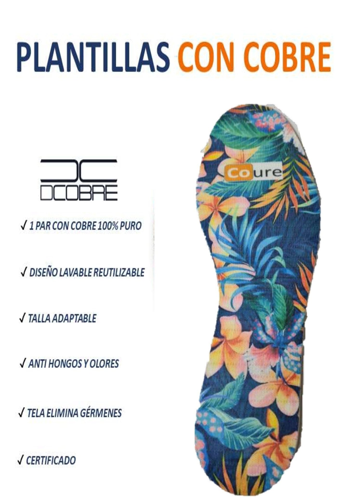Plantillas para Calzado con COBRE. Diseño TROPICAL