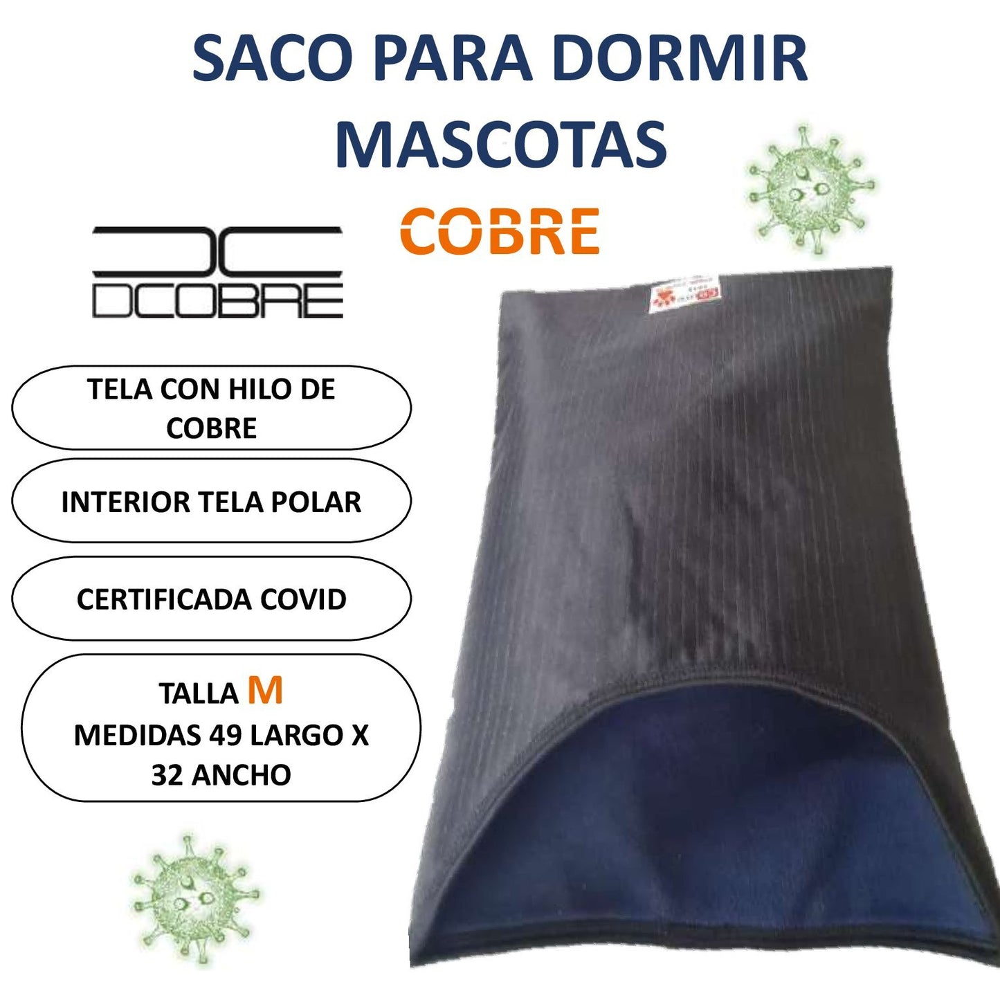 Saco de Dormir confeccionado con cobre. Para Mascotas