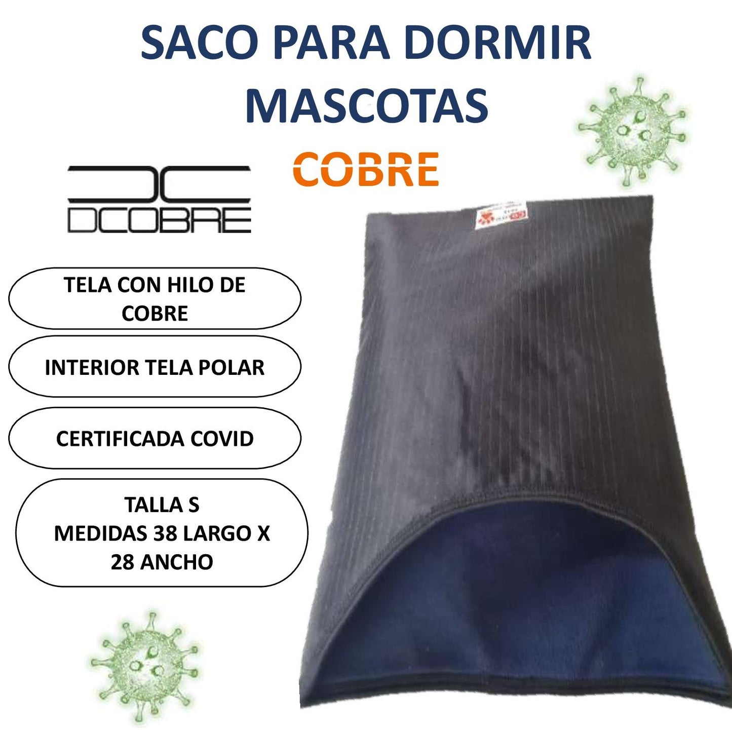 Saco de Dormir confeccionado con cobre. Para Mascotas