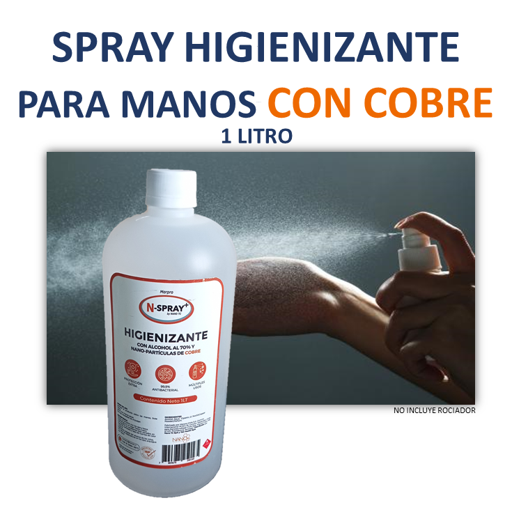 Higienizante para manos y superficies con COBRE. 1 LITRO, LIQUIDACIÓN. - DCobre