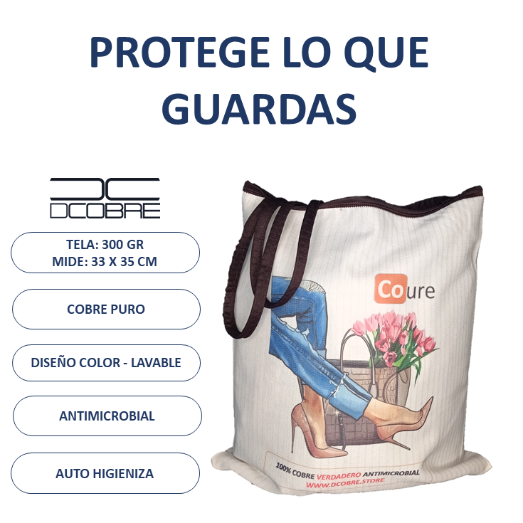 Bolsa Reutilizable con COBRE activo. Diseño TACOS (tela 300gr) - DCobre