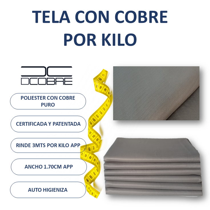 Tela con COBRE por kilo Gris Perla - DCobre