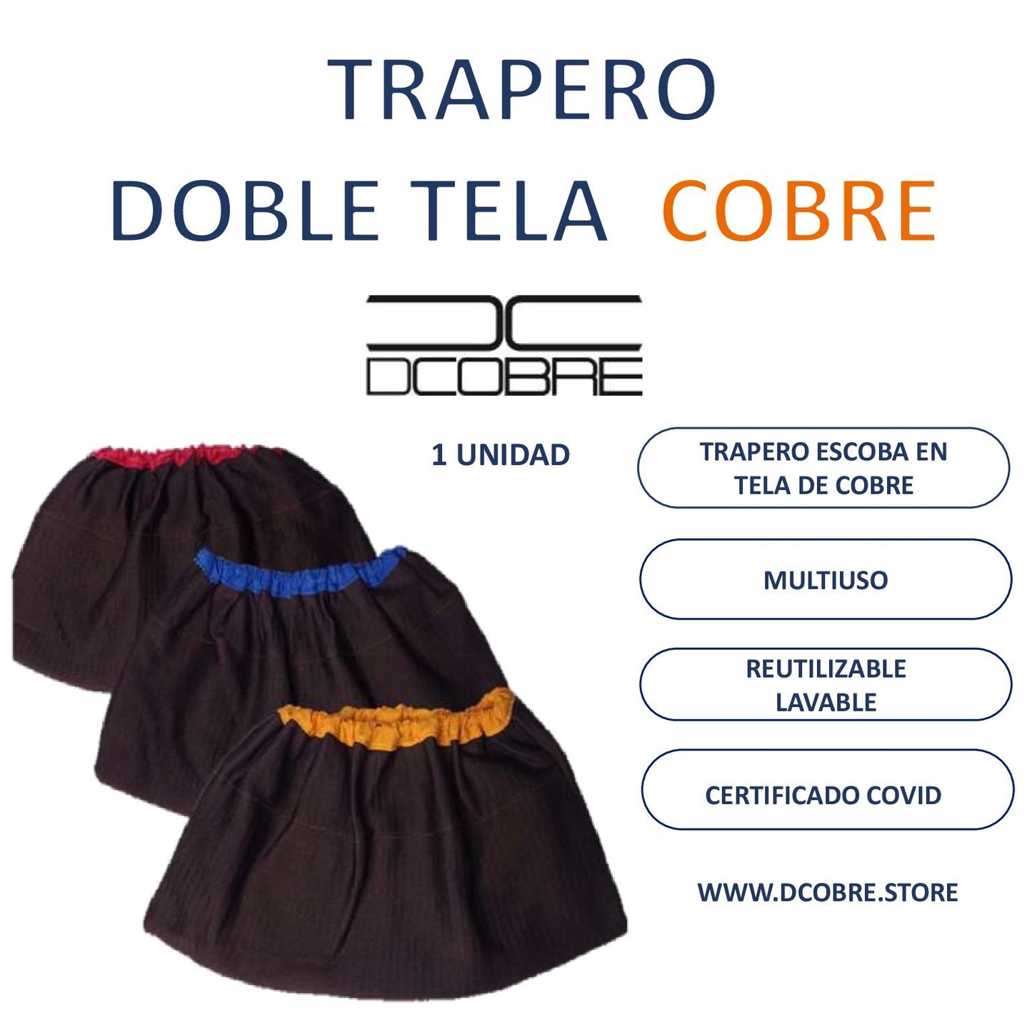 Trapero multiuso con COBRE. Doble tela - DCobre