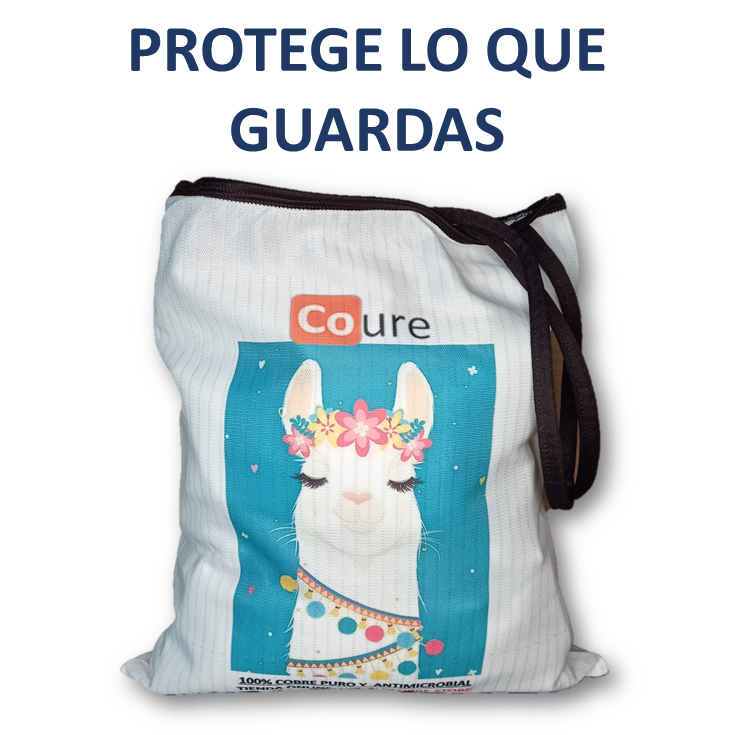 Bolsa Reutilizable con COBRE activo. Diseño LLAMA (tela 250gr) - DCobre