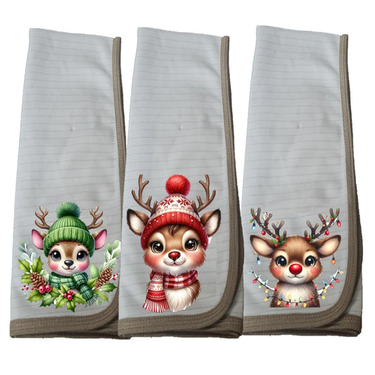 Pack 3 paños de platos RENO GORRO,  NAVIDAD.