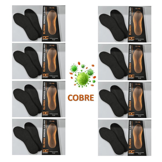 Pack 8 Plantillas NEGRA, COBRE  elimina olor y absorbe humedad .