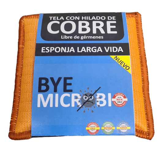1 Esponja Cobre, Bye Microbio de 10 x 10