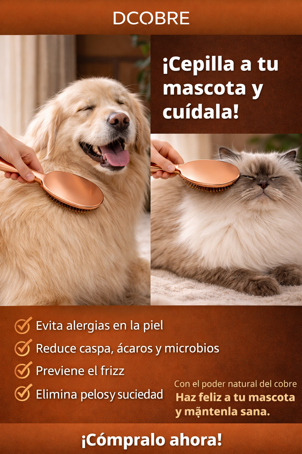 Cepillo COBRE MASCOTAS