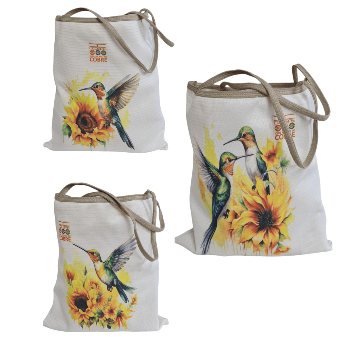 Pack 3 Bolsas modelo Colibrí en GIrasol con Cobre, NUEVO