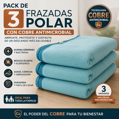 PACK 3  Frazadas Polar y Cobre 2p.