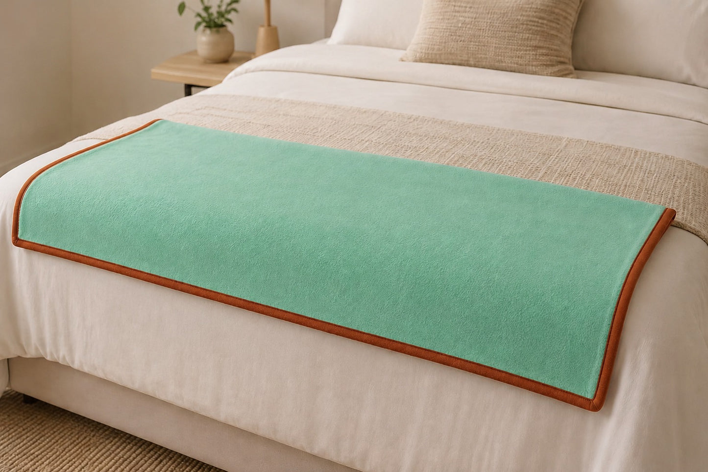 Pie de cama en  Polar y Cobre color TURQUESA