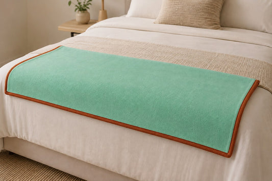 Pie de cama en  Polar y Cobre color TURQUESA