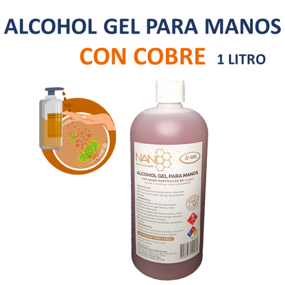 PACK 2 ALCOHOL Gel Higienizante para Manos con COBRE activo (1 litro), LIQUIDACIÓN.