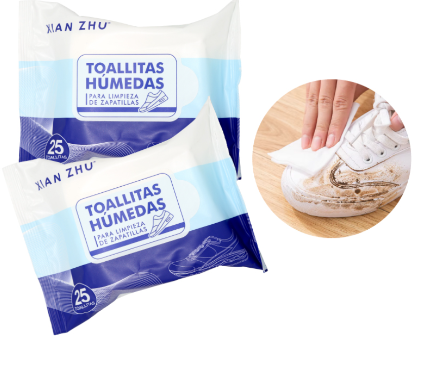 Toallitas Húmedas para limpieza zapatillas 25 unidades.