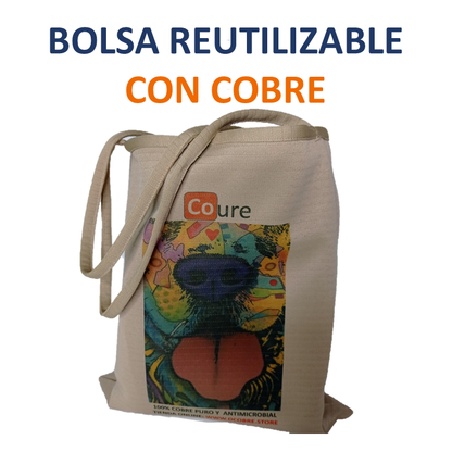 Bolsa Reutilizable con COBRE activo. Diseño BEIGE PERRO - DCobre