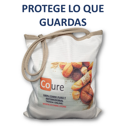 Bolsa Reutilizable con COBRE activo. Diseño Panes (tela 300gr) - DCobre