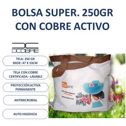 Bolsa SUPER para compras con COBRE activo. Tela 250gr - DCobre