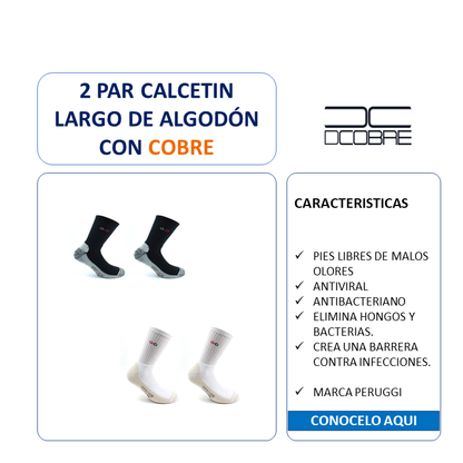 2 Par de calcetín largo de algodón con cobre GRUESOS INVIERNO ART. 867, LIQUIDACIÓN.
