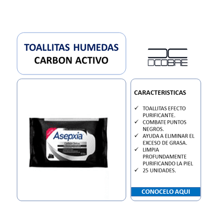 Toallitas húmedas con carbón activo.