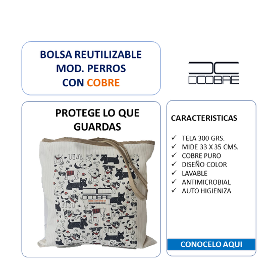 Bolsa Reutilizable Mod. Perros con cobre