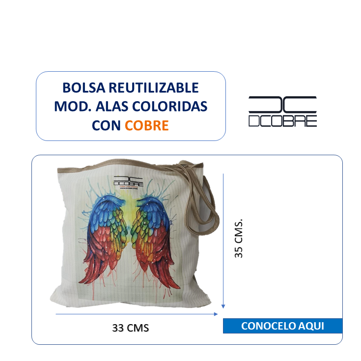 Bolsa Reutilizable Modelo Alas, con Cobre.