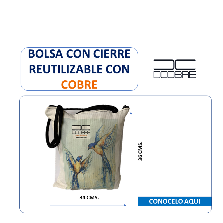 Bolsa Reutilizable CON CIERRE, con cobre Activo. 300 gr.