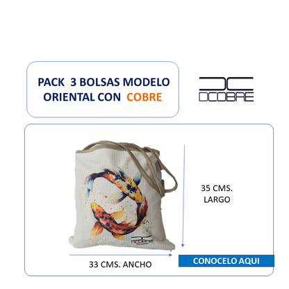 Pack 3 Bolsas modelo Oriental con Cobre.