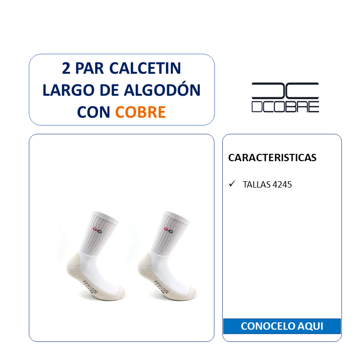2 Par de calcetín largo de algodón con cobre GRUESOS INVIERNO ART. 867, LIQUIDACIÓN.