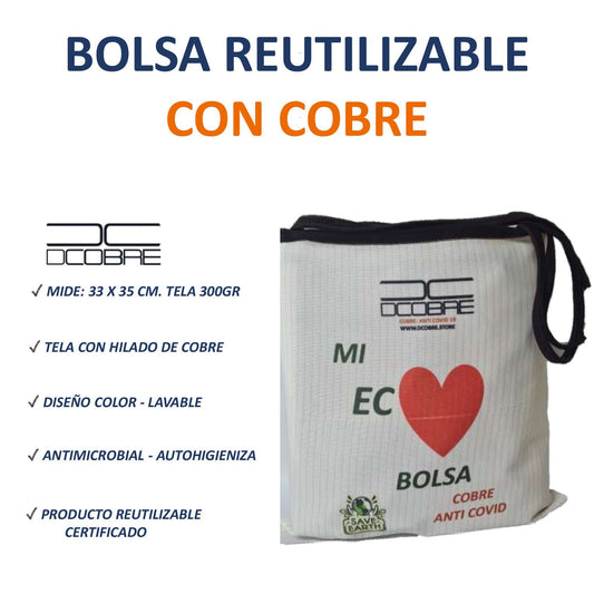 Bolsa Reutilizable con cobre.  Modelo CORAZON ROJO. 300 grs.