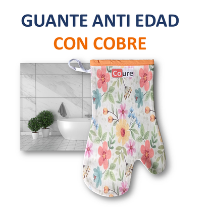 Guante Exfoliador Anti Edad con COBRE activo - DISEÑO FLORES - DCobre