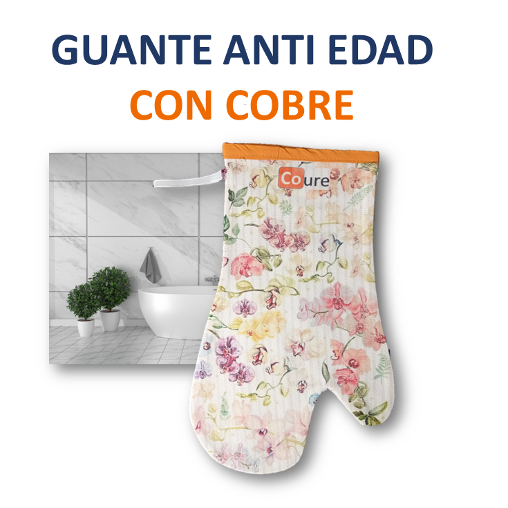 Guante Exfoliador Anti Edad con COBRE activo - DISEÑO ORQUIDEAS - DCobre