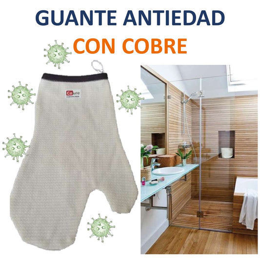 Guante Exfoliador con COBRE activo - Crudo. - DCobre
