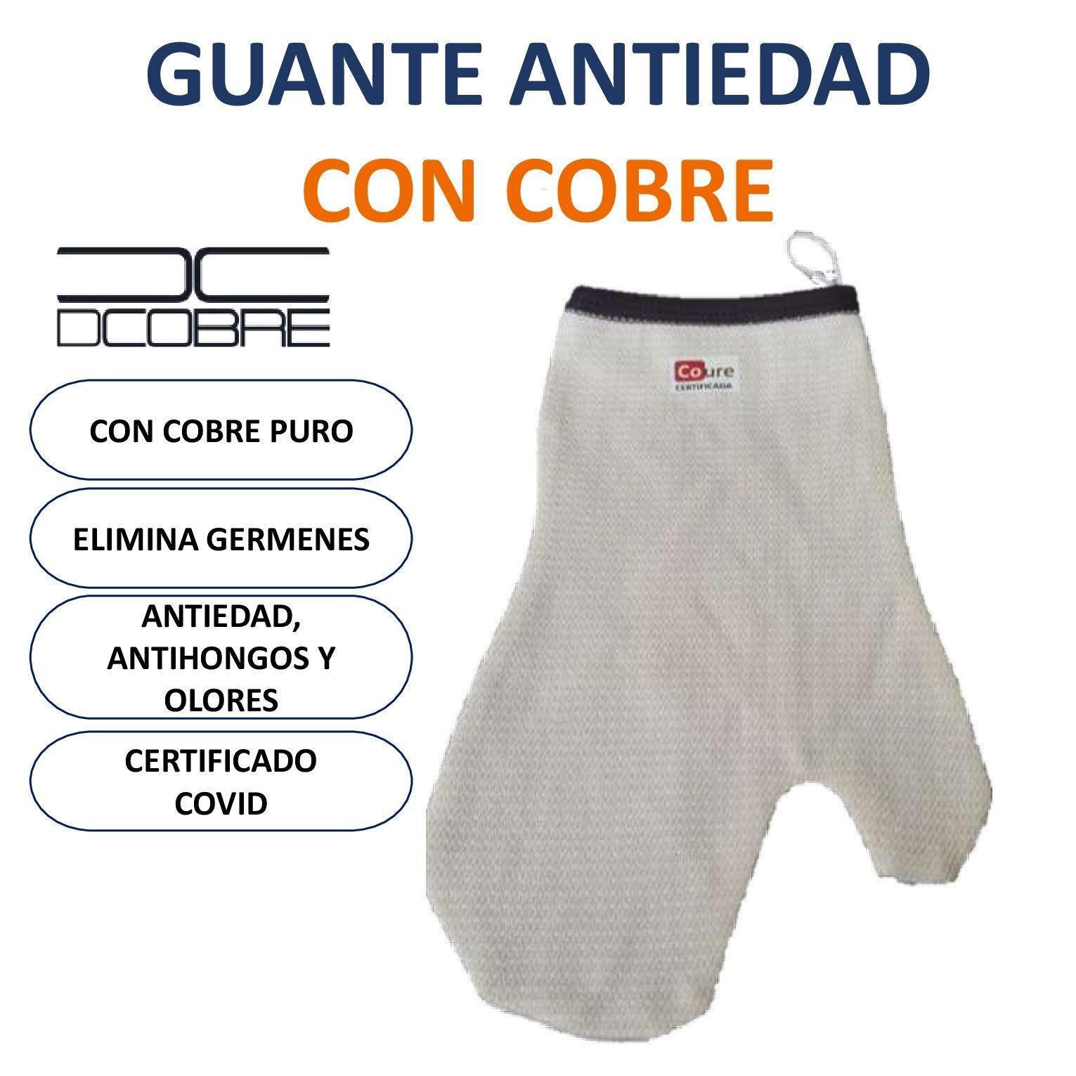 Guante Exfoliador con COBRE activo - Crudo. - DCobre