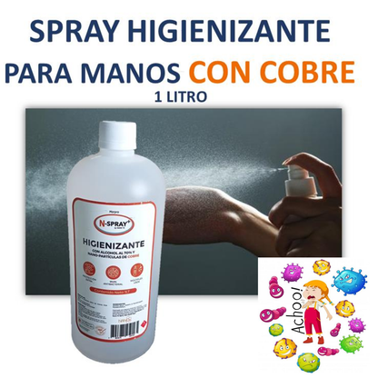 Higienizante para manos y superficies con COBRE. 1 LITRO, LIQUIDACIÓN. - DCobre