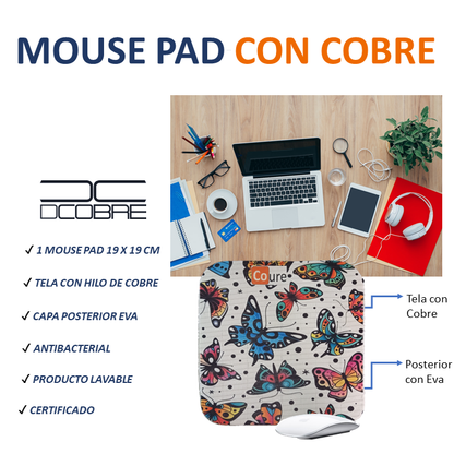 Mouse Pad con COBRE activo. Diseño MARIPOSA2 - DCobre