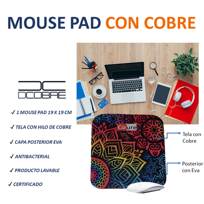 Mouse Pad con COBRE activo. Diseño MANDALA - DCobre